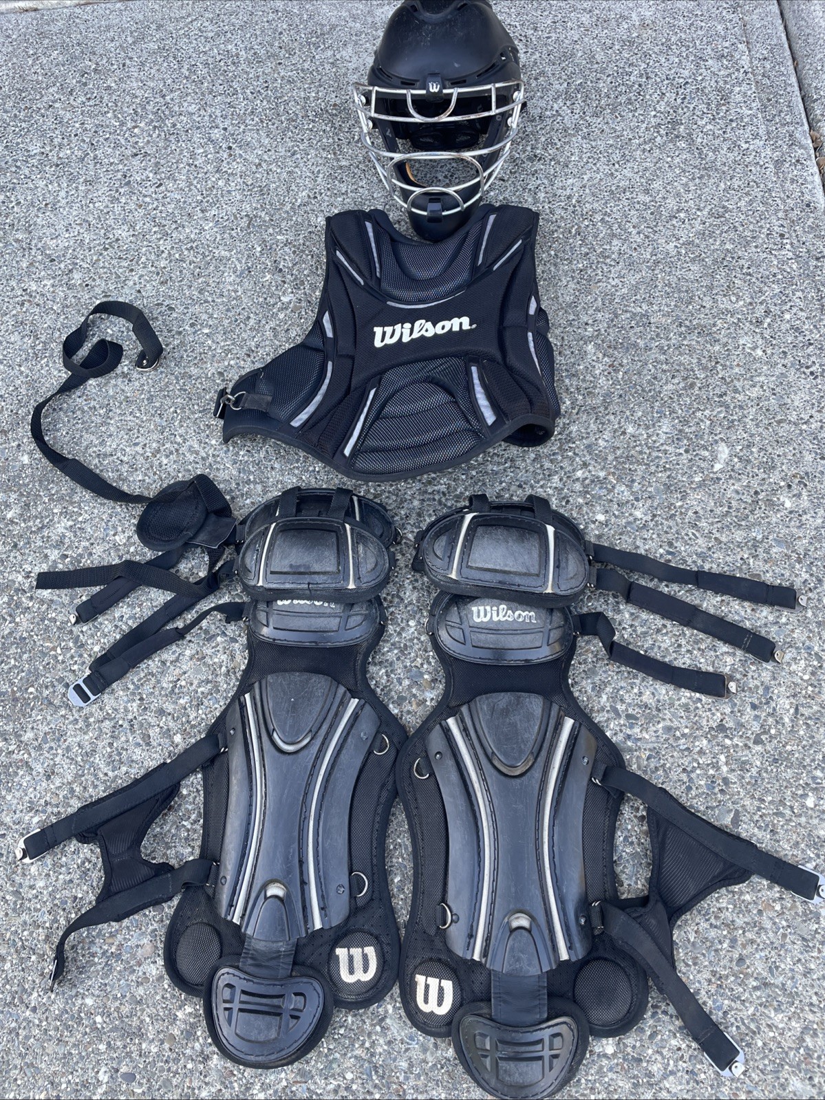 Willson Youth Catchers Set helmet Size 7&ndash;77 5/8, Leg 16&rdquo;