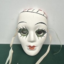 Venetian Masquerade Mask 4.5  Green Glitter Carnival Decor