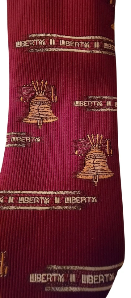 Corbata Campana De Colección Wemlon por Wembley LIBERTY Patriótica Borgoña Dorado Blanco  Foto 2 de 4