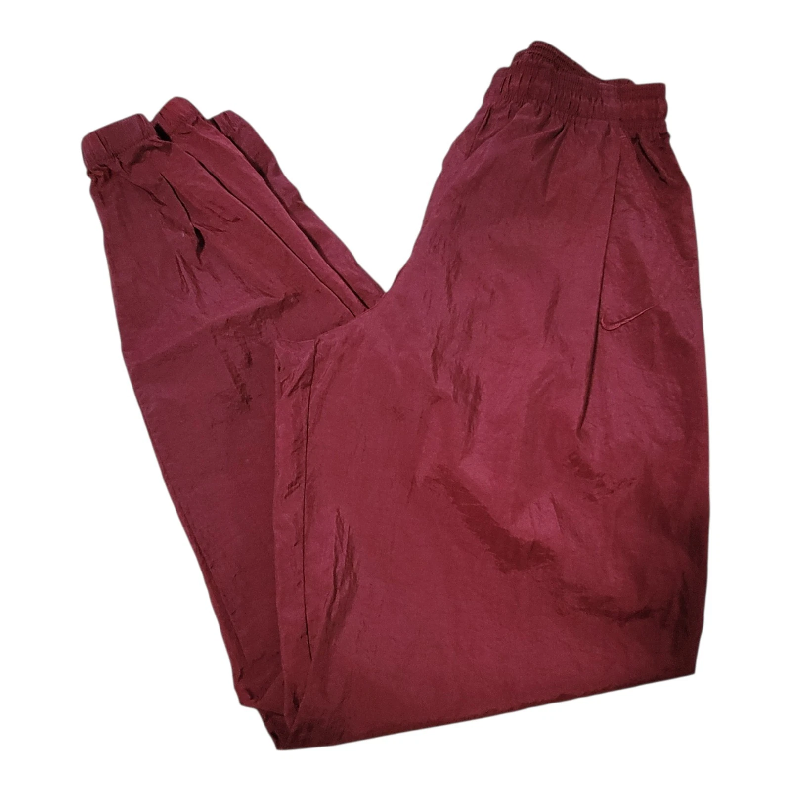 Vintage 90s Nike White Tag Swoosh Windbreaker Track Pants Mens Small Maroon