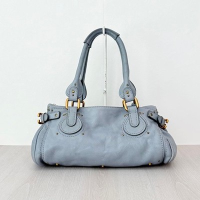 Chloe Paddington Sky Blue Leather Handbag Padlock Key Tote Satchel