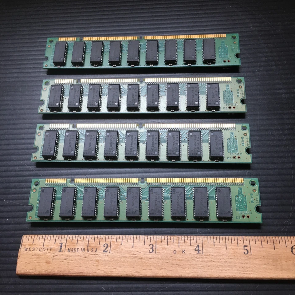Lot of 4 Micron MT18LD472AG-6X 9714AA3C6.017 64MB 2x32MB EDO Original - Image 3 of 4
