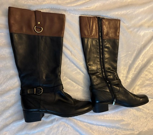 Bandolino Damenschuhe Größe 11 schwarz braun Reißverschluss kniehoch modisch Karriere Stiefel - Bild 3 von 5