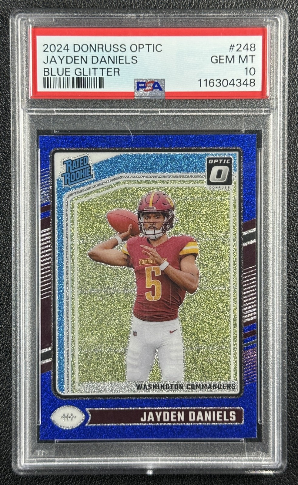 Jayden Daniels Panini Donruss Optic #248 Blue Glitter