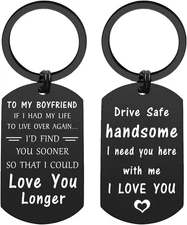 Birthday Gifts for Boyfriend Christmas, Drive Safe Keychain for Him from Girlfri