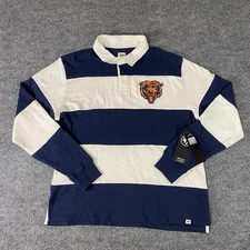 47 Brand Chicago Bears Throwback Long Sleeve Rugby Stripe Mens Medium Shirt NWT