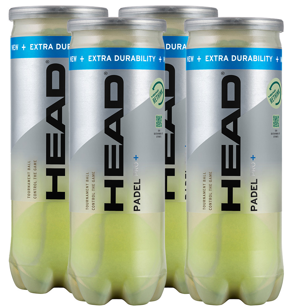 Head Padel Pro Plus Padel Balls 1 Dozen (4 x 3 Ball Can)