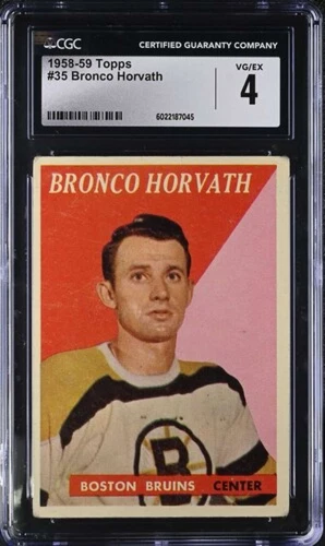 1958-59 TOPPS #35 BRONCO HORVATH CGC 4 VG/EX BRUINS 2959