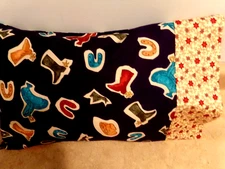TRAVEL--TODDLER SIZE PILLOWCASE  WESTERN / STAR CUFF 12" X 18"