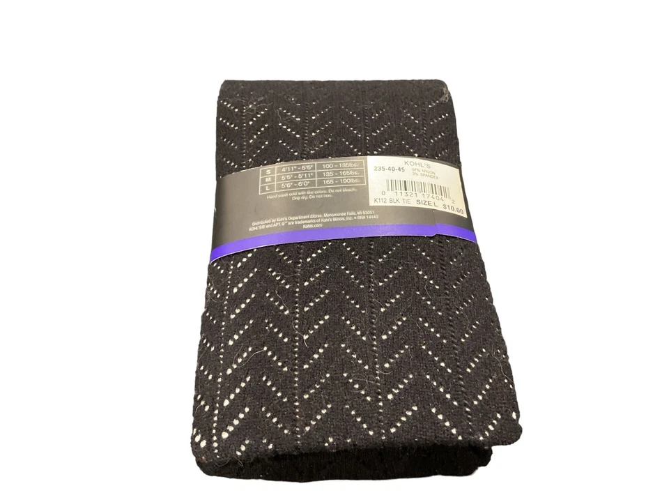 Medias suéter para mujer negras talla L "APT. 9" Totalmente -Nuevo en Paquete- Patrón de Encaje Foto 2 de 2