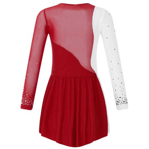 Kids Girls Leotard Rhinestone Dance Dress Ice Roller Gymnastics Skating Outfit - Picture 12 of 98