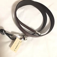 Enmon Brown Leather Belt Silver Tone Rustic Western Buckle Size 30 Dad Or Grad