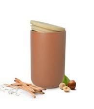Vorratsdose Braun mit Holzdeckel Keramik Vorratsbehälter Keramikdose Dose
