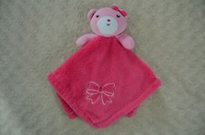 Baby Gear Teddy Bear Bow Lovey Security Blanket Pink White Plush Baby Toy
