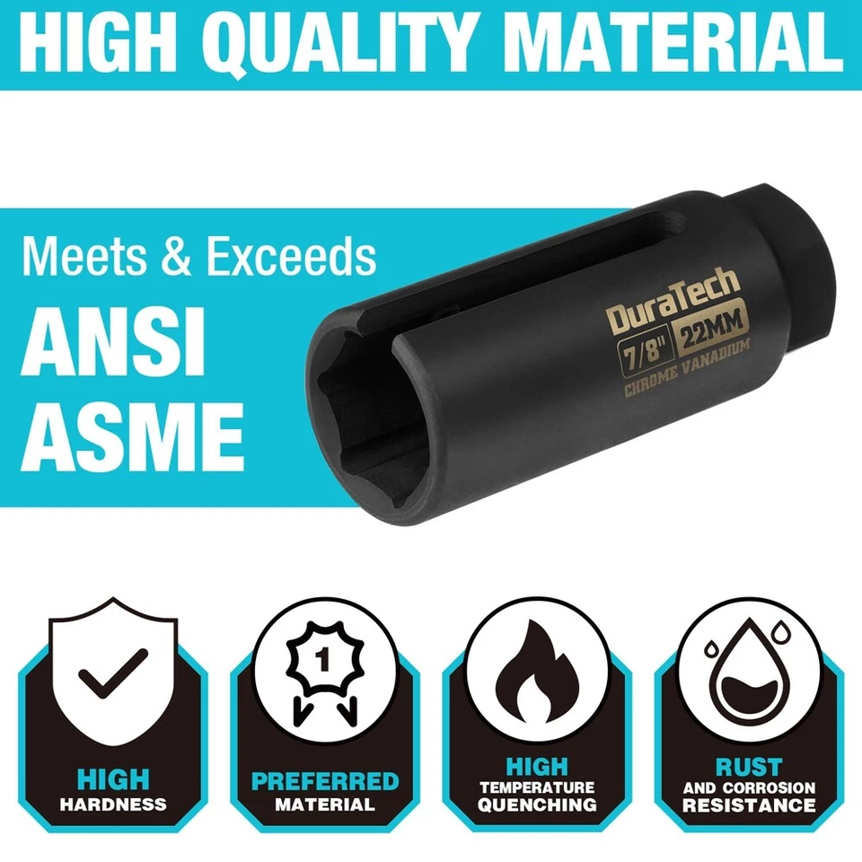 DURATECH O2 Oxygen Sensor Socket 3/8" Drive 7/8" 22mm Oxygen Sensor Remover Tool - Image 4 of 4