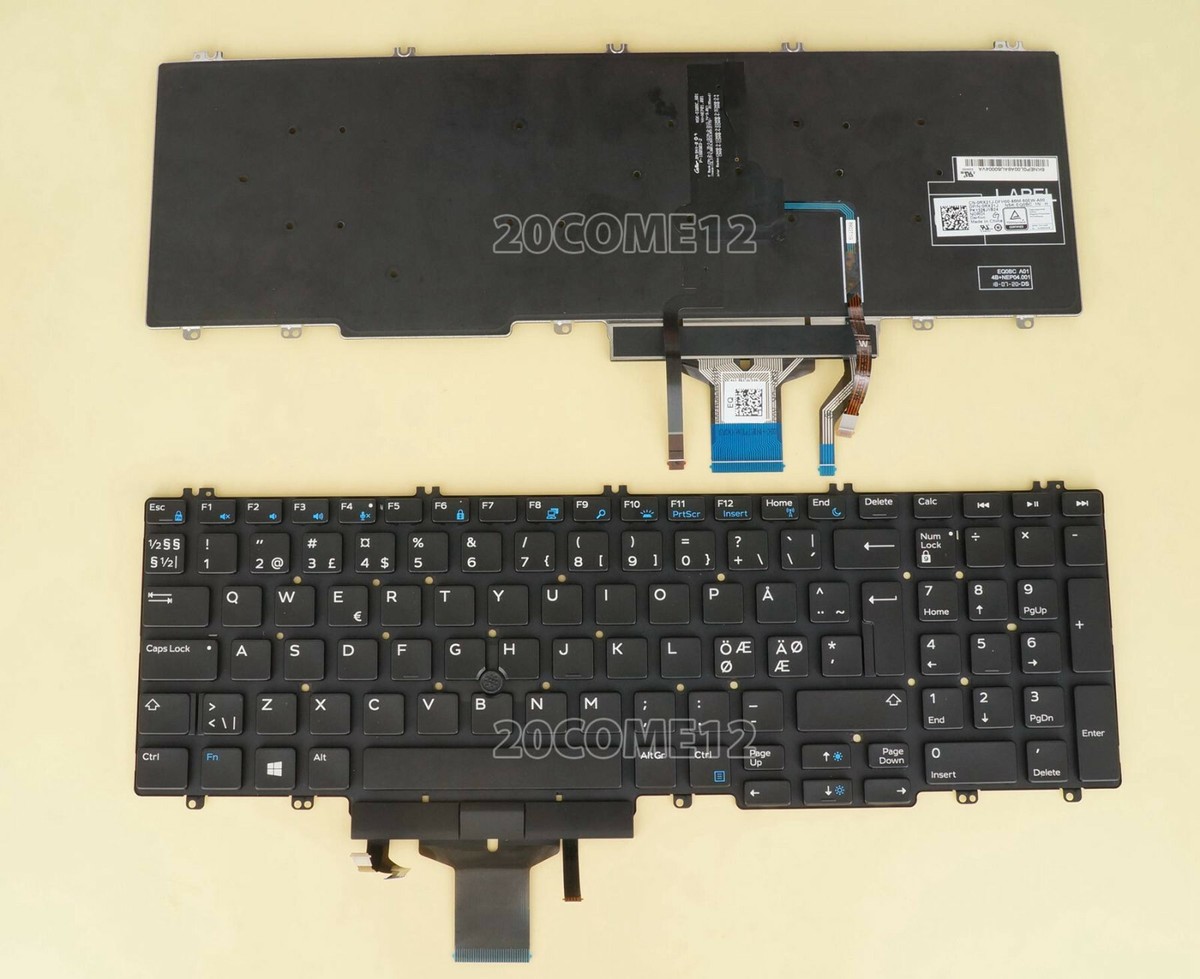 NEW For DELL Precision 7540 7740 Keyboard Backlit Pointer Nordic