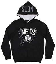 FISLL NBA Men's Brooklyn Nets Pullover Hoodie with Paint Splatter Logo