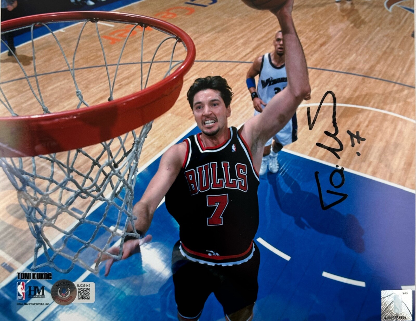 Autocollant Maillot Toni Kukoc Chicago Bulls Signé/Dédicacé Avec Certif Beckett