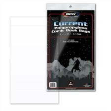 1000 BCW Current Comic Book NON-RESEALABLE Poly Bags +Acid Free Backer Boards