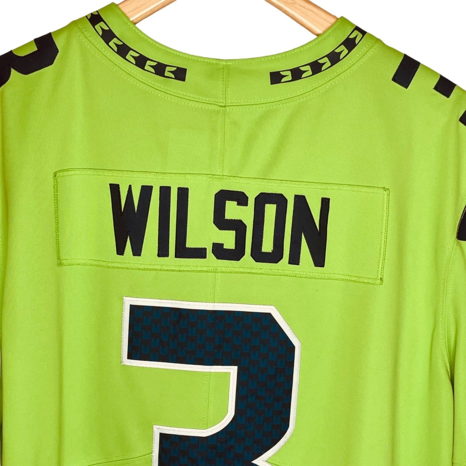 Nike NFL Seattle Seahawks Neon Green, Teal, & Black Russell Wilson Jersey