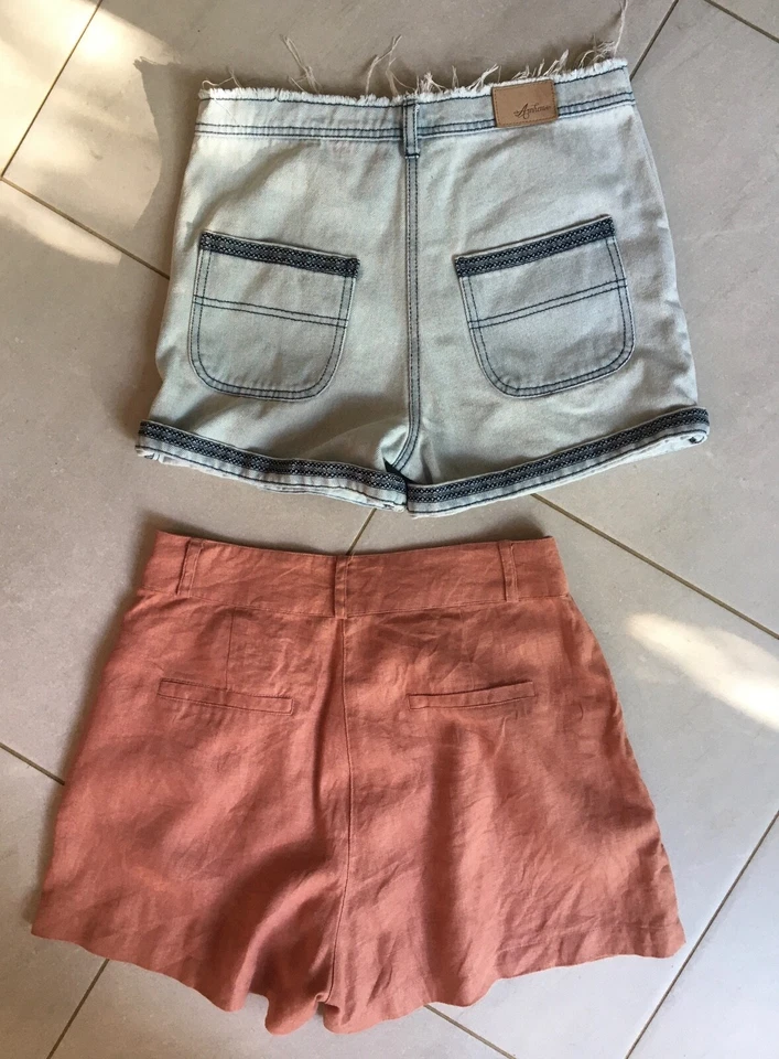 SHORTS Arnhem Denim & French Connection Linen Sz 8 Pockets 2 pairs Casual Cruise — 第 2/4 张图片