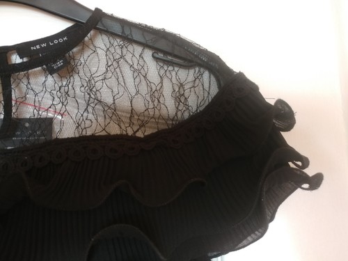 Womens Black Lace Frilly Top By New Look Size 6 - Picture 5 of 19
