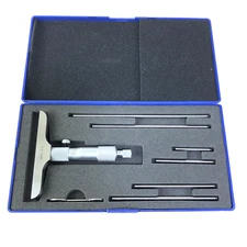 0-6" Depth Micrometer 4.0" Base Round Head Measuring Rods Machinist Gauge Tool
