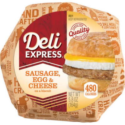 Deli Express Individually Wrapped, Sausage, Egg & Cheese On A Biscuit, 5.8 oz...