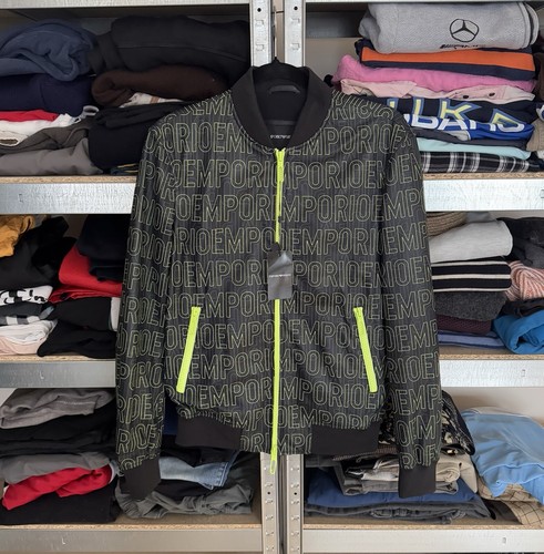 NEW Emporio Armani S All Printed Multilogo Leatger Jacket Zip Bomber Long Sleeve - Picture 19 of 19