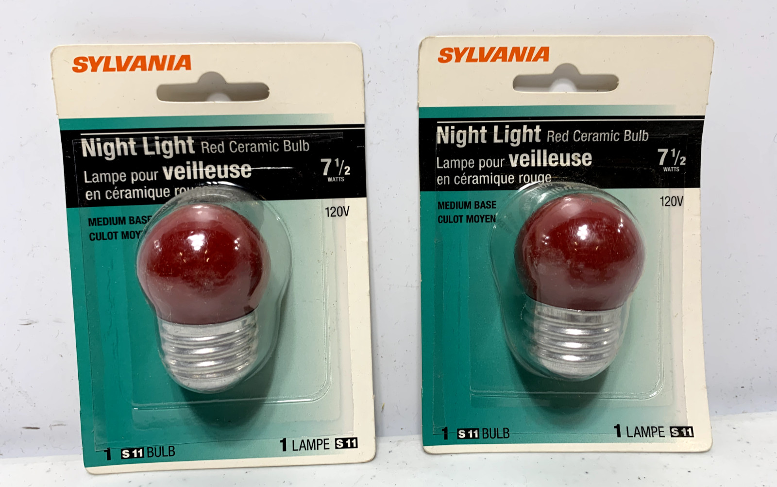 Sylvania 7.5S/CR/BL Night Light Bulb Red Ceramic 7.5W 120V S11 Bulb (lot of 2)