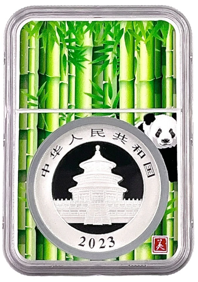 China 2023 10 yuanes 30 gramos plata Panda NGC MS70 lanzamientos tempranos - núcleo de bambú Foto 2 de 2