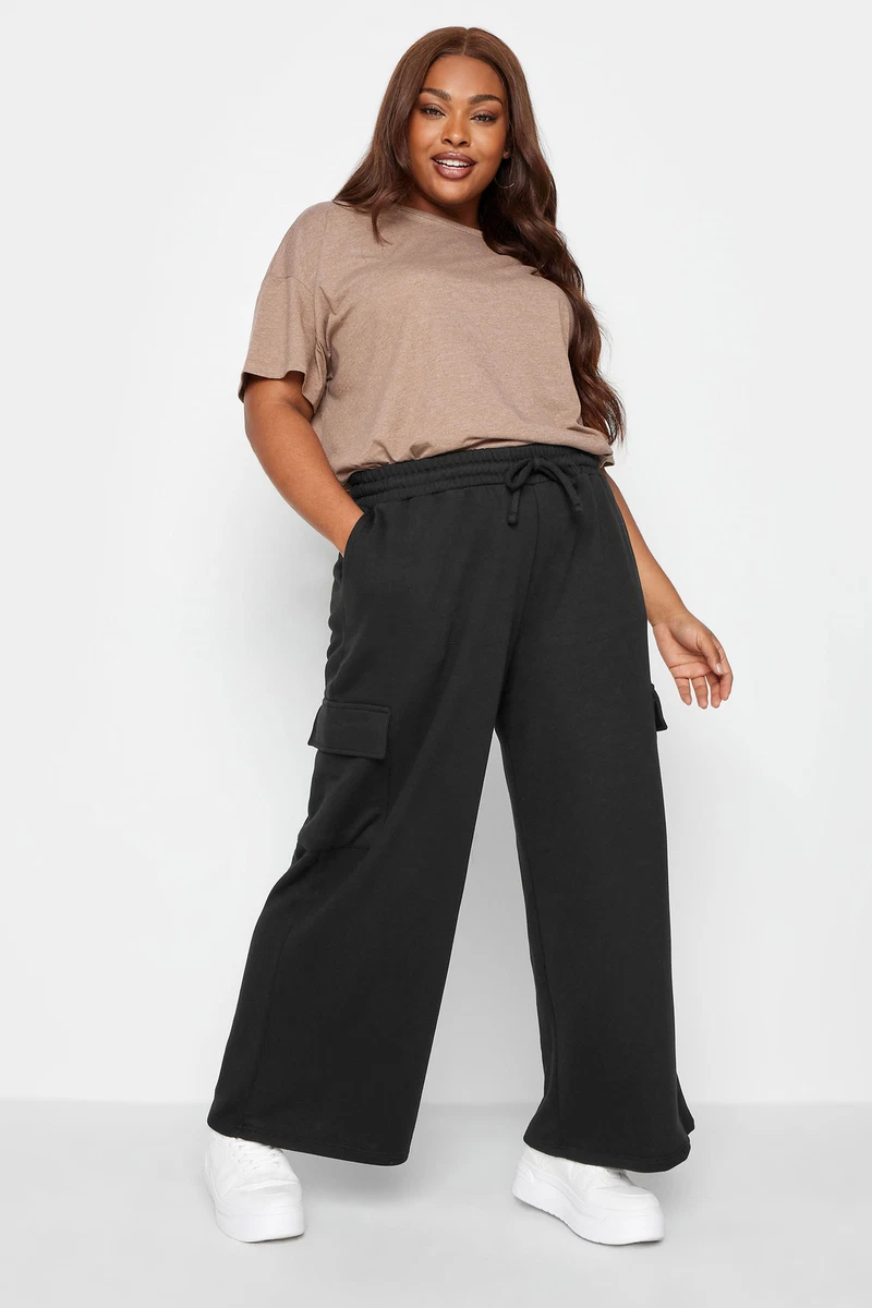 Yours Curve Womens Plus Size Wide Leg Cargo Joggers