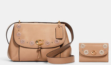 New Coach Shoulder Bag Wallet SET Floral Whipstitch Applique Floral  Dust Bag