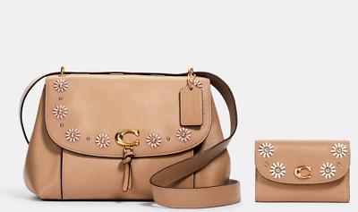 New Coach Shoulder Bag+Wallet  SET Floral Whipstitch Applique Floral + Dust Bag