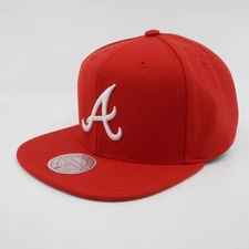 MENS MITCHELL & NESS MLB BACK TO BASICS SNAPBACK BRAVES - RED
