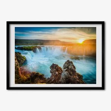 Tulup Bild MDF-gerahmte Wand-Dekor 100x70cm Wasserfall