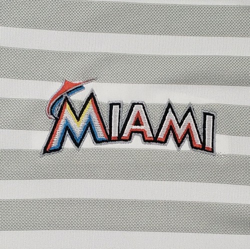 Nike Golf Florida Marlins Baseball Dri-Fit Polo Shirt Striped Logo Men's Size XL - Picture 3 of 7