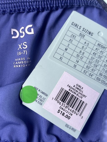 DSG Girls' Fashion Woven Shorts Size XS (6-7), Blue Mid Rise Relaxed Fit Pockets - Picture 3 of 6