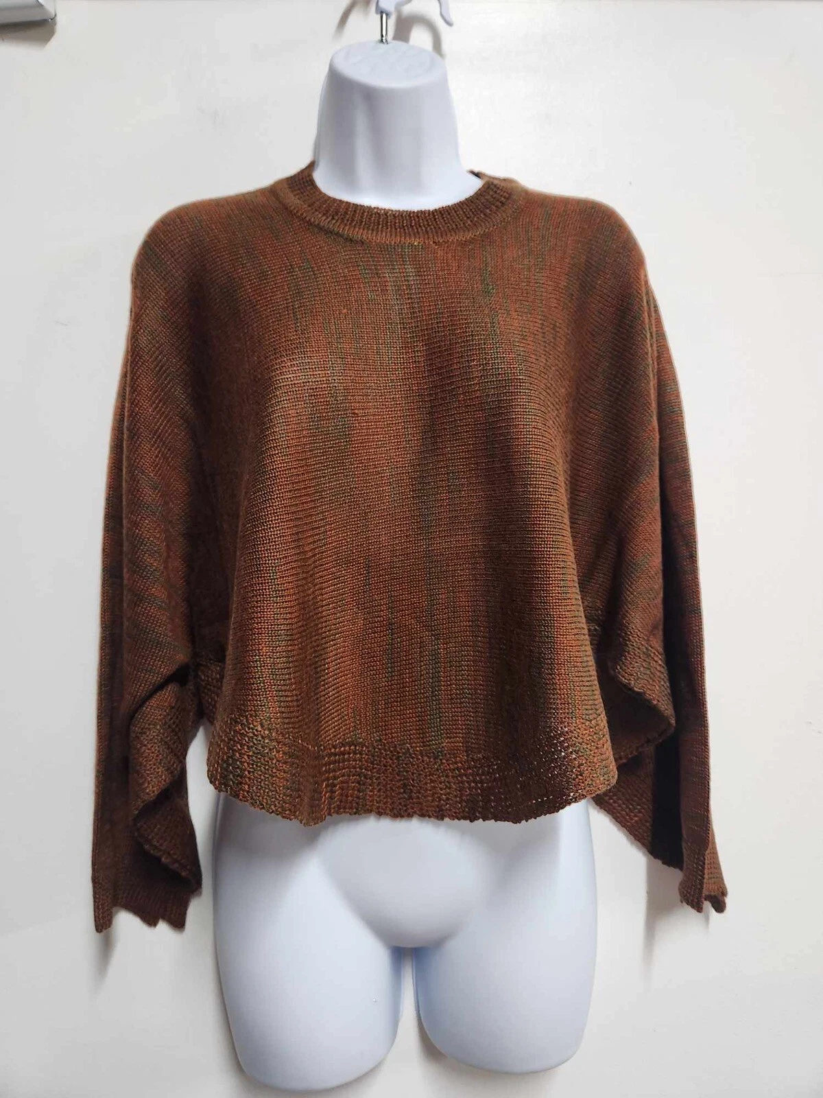 Olivacious Cropped Dolman Poncho Sweater Size S/M. B26