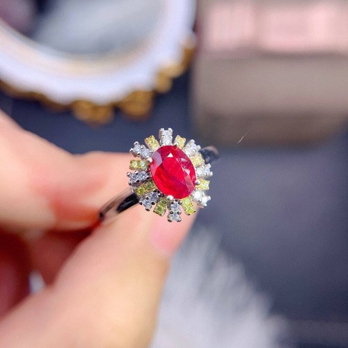 Genuine Myanmar Ruby Two Tone Gold Ring 18Karat Gold Ring Pigeon Blood Ruby Ring - Picture 3 of 7