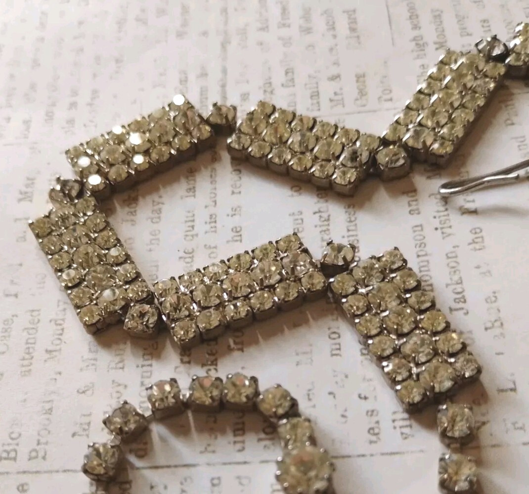 Vintage Clear RHINESTONE Rectangular Panel Link C… - image 5