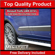 FITS RENAULT TRAFIC LWB 14> ALUMINIUM SIDE STEPS CLUMBER STYLE RUNNING BOARDS