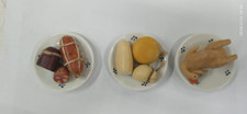 Arte Presepiale Salomone 3 piatti pietanze ceramica cera presepe napoli miniatur