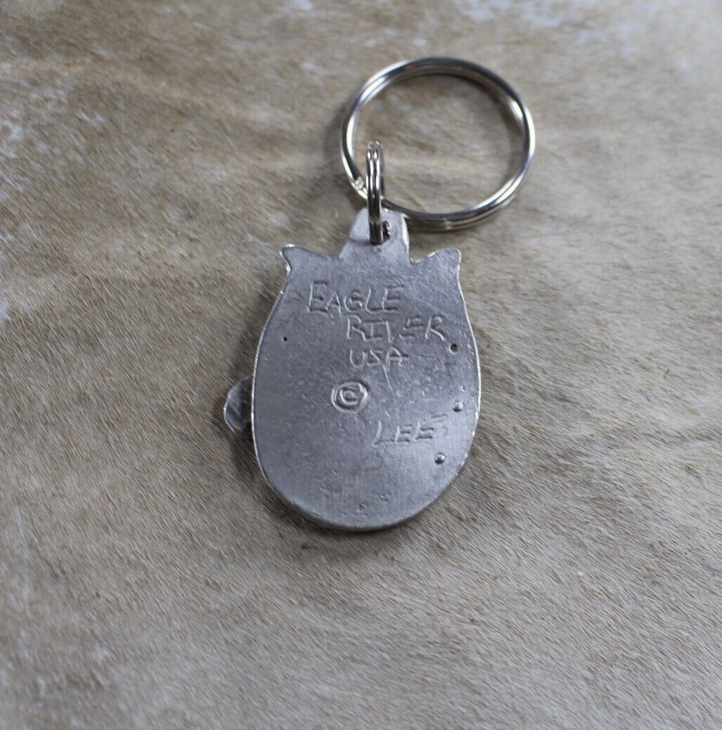 Llama Key Ring 2 x 1.50 in Horseshoe Diamond cut Pewter Handcrafted