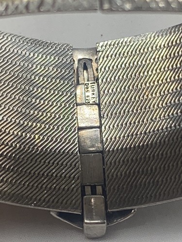 Vintage Sterling Silber breiter Armreif Armband CZ Akzente Flagge Türkei DGS 925 7,75 - Bild 15 von 16