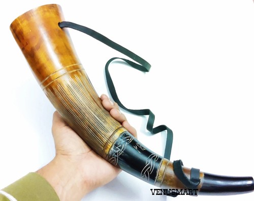 Ox Horn Genuine Battle Horn Handcrafted Viking Trumpet Cosplay blow Ancient Horn - Picture 2 of 7