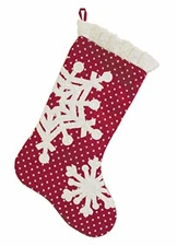 Boston International Christmas Stocking, Polka Dots Snowflakes