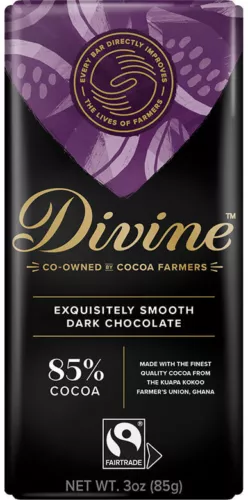 Divine Chocolate Bar, 85% Dark Chocolate, 3.5 Ounce (Pack of 10)