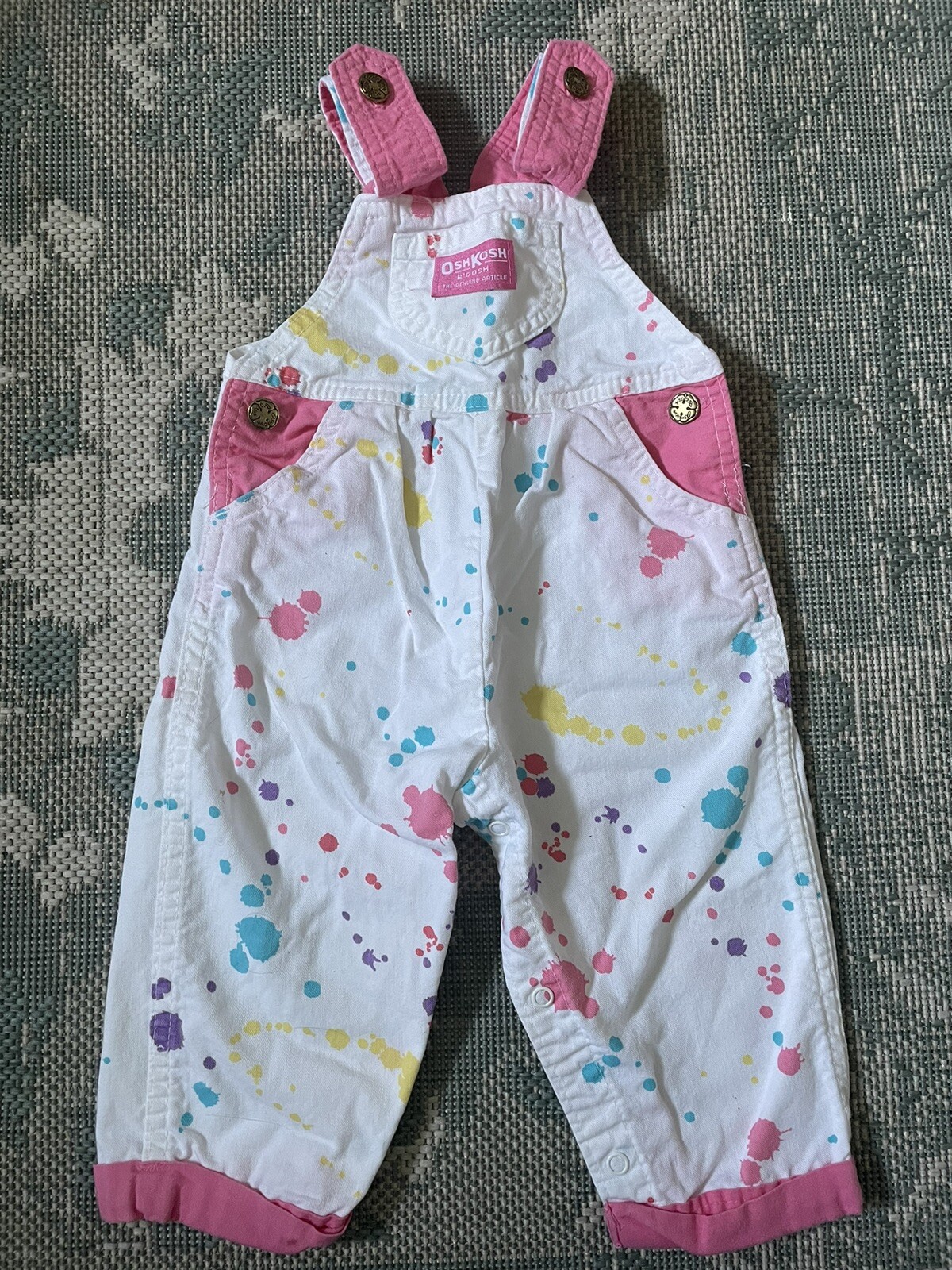 Vintage Oshkosh Paint Splatter Overalls Vestbak 18 Mo… Gem