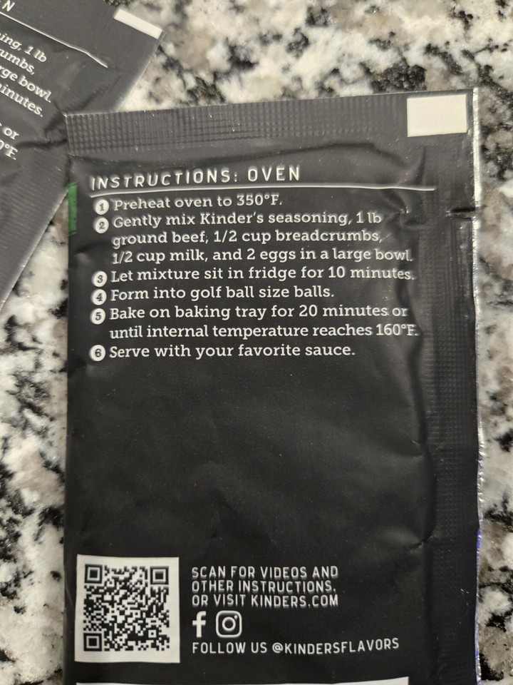 Kinder’s Italian Meatballs 3 Packets Seasoning Packs Garlic And Herbs